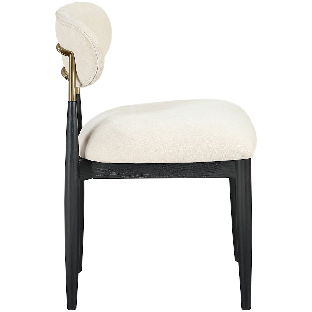 Riccio Beige Performance Fabric Upholstered Dining Side Chair, Set of 2. Picture 3