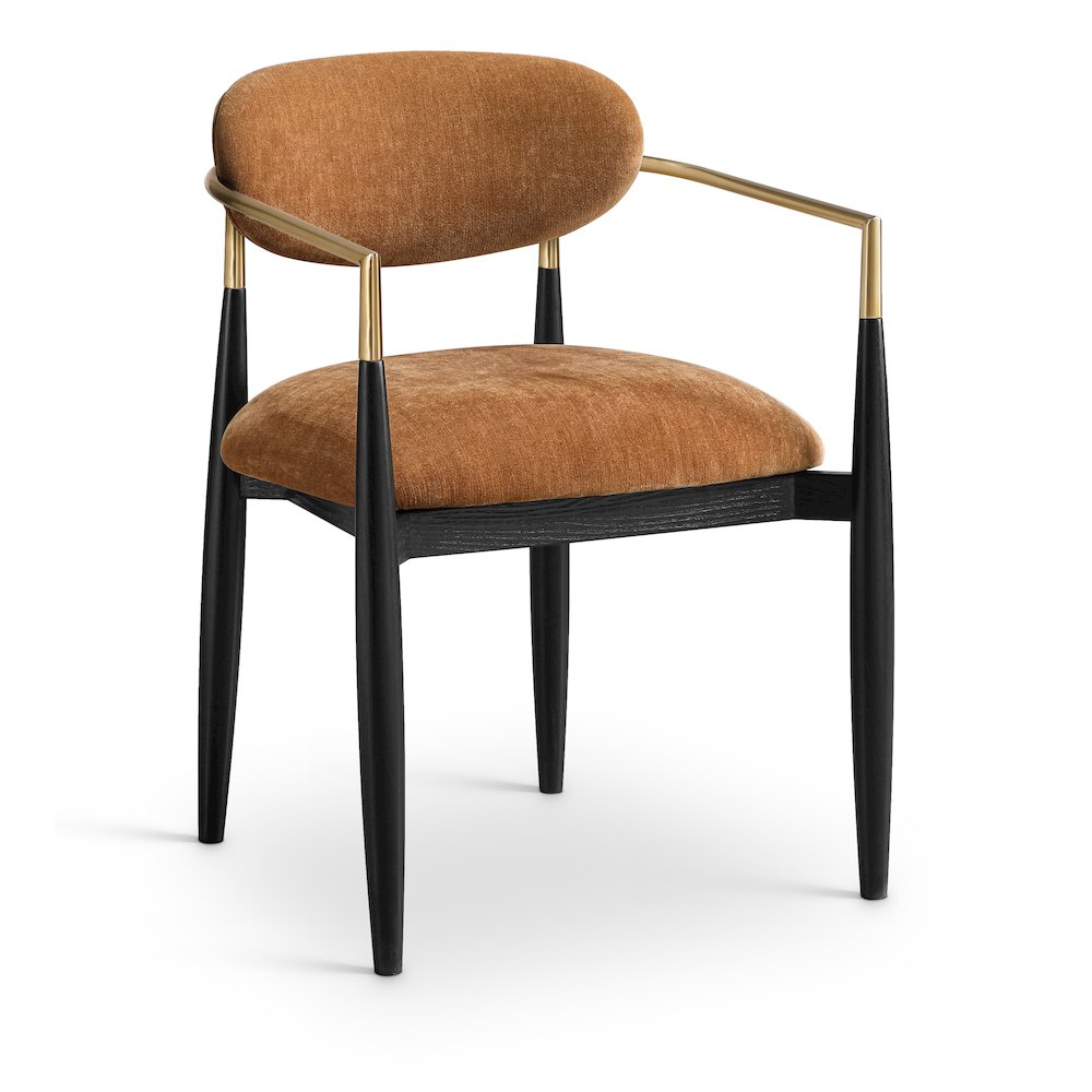 Riccio Cognac Performance Fabric Upholstered Dining Arm Chair, Set of 2. Picture 2