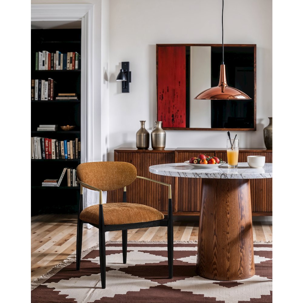 Riccio Cognac Performance Fabric Upholstered Dining Arm Chair, Set of 2. Picture 7