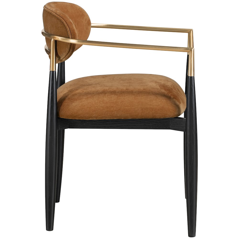 Riccio Cognac Performance Fabric Upholstered Dining Arm Chair, Set of 2. Picture 3