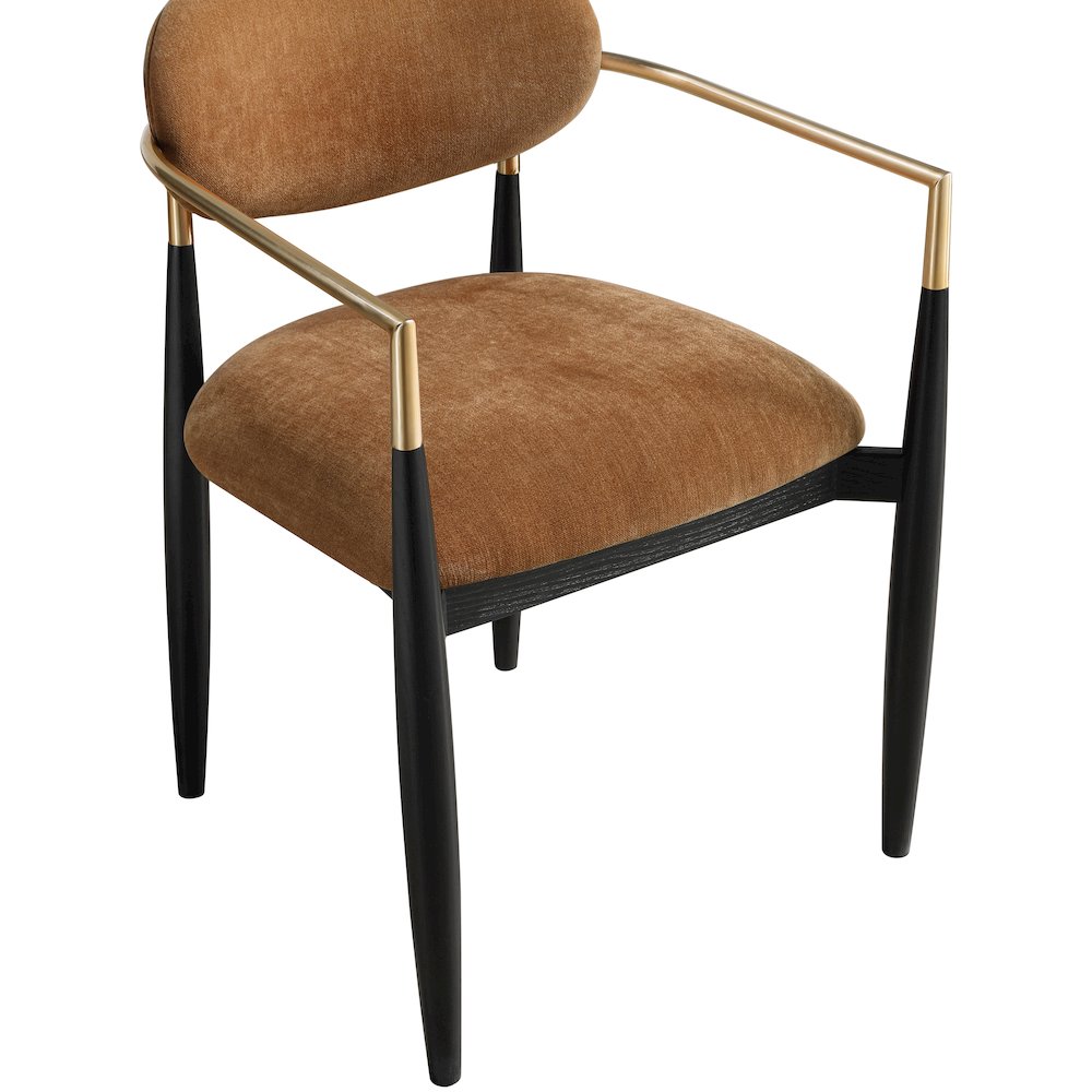 Riccio Cognac Performance Fabric Upholstered Dining Arm Chair, Set of 2. Picture 5