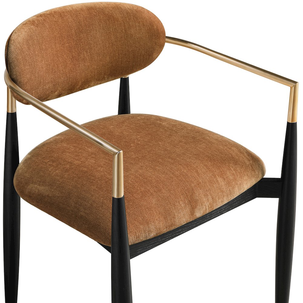 Riccio Cognac Performance Fabric Upholstered Dining Arm Chair, Set of 2. Picture 6
