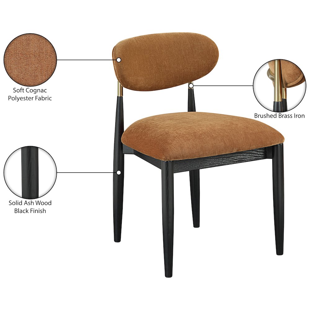 Riccio Cognac Performance Fabric Upholstered Dining Side Chair, Set of 2. Picture 11