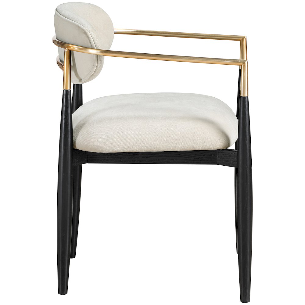 Riccio Cream Performance Fabric Upholstered Dining Arm Chair, Set of 2. Picture 3