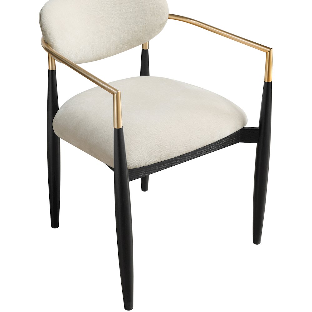 Riccio Cream Performance Fabric Upholstered Dining Arm Chair, Set of 2. Picture 5