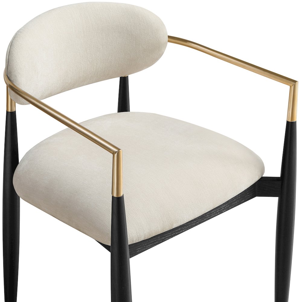 Riccio Cream Performance Fabric Upholstered Dining Arm Chair, Set of 2. Picture 6
