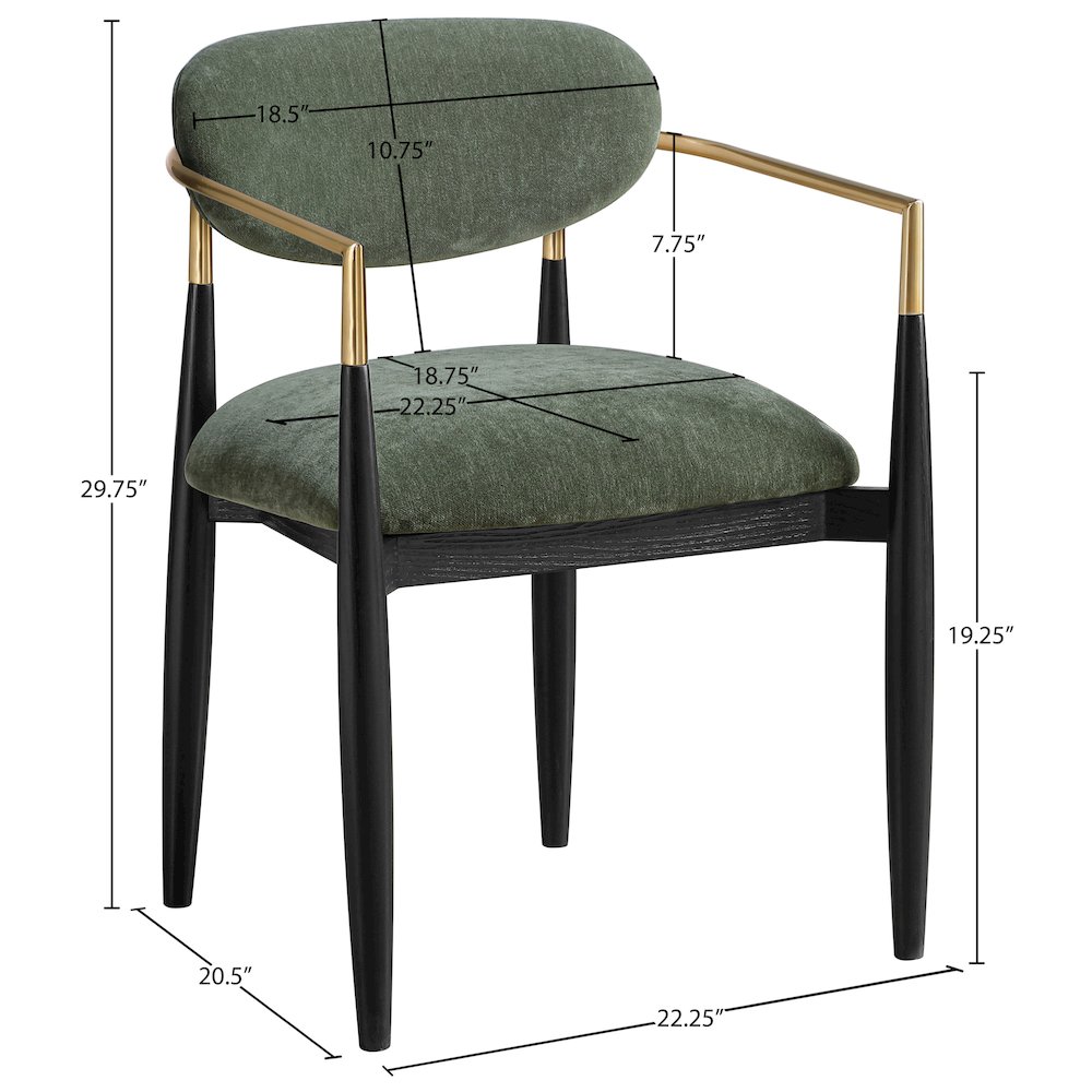 Riccio Olive Performance Fabric Upholstered Dining Arm Chair, Set of 2. Picture 10