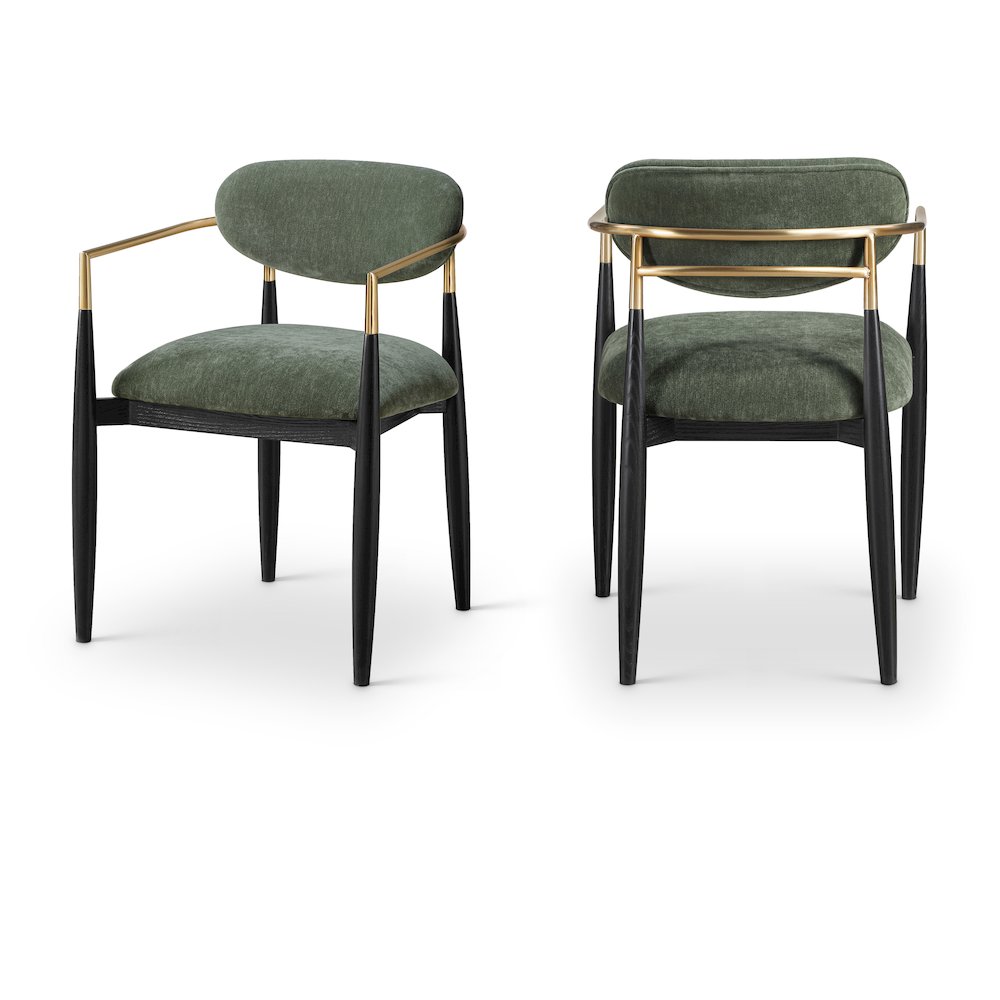 Riccio Olive Performance Fabric Upholstered Dining Arm Chair, Set of 2. Picture 1