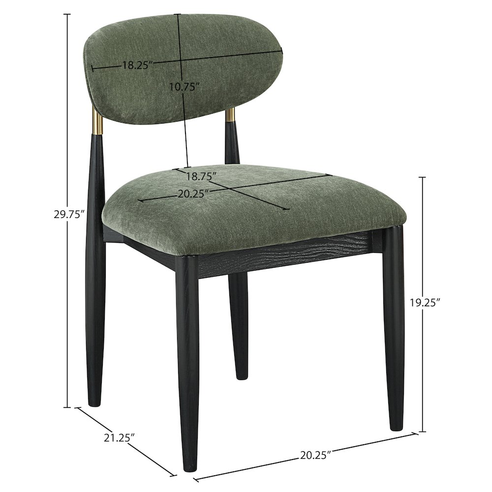 Riccio Olive Performance Fabric Upholstered Dining Side Chair, Set of 2. Picture 10