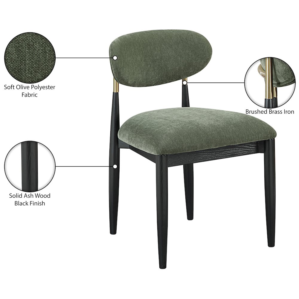 Riccio Olive Performance Fabric Upholstered Dining Side Chair, Set of 2. Picture 11