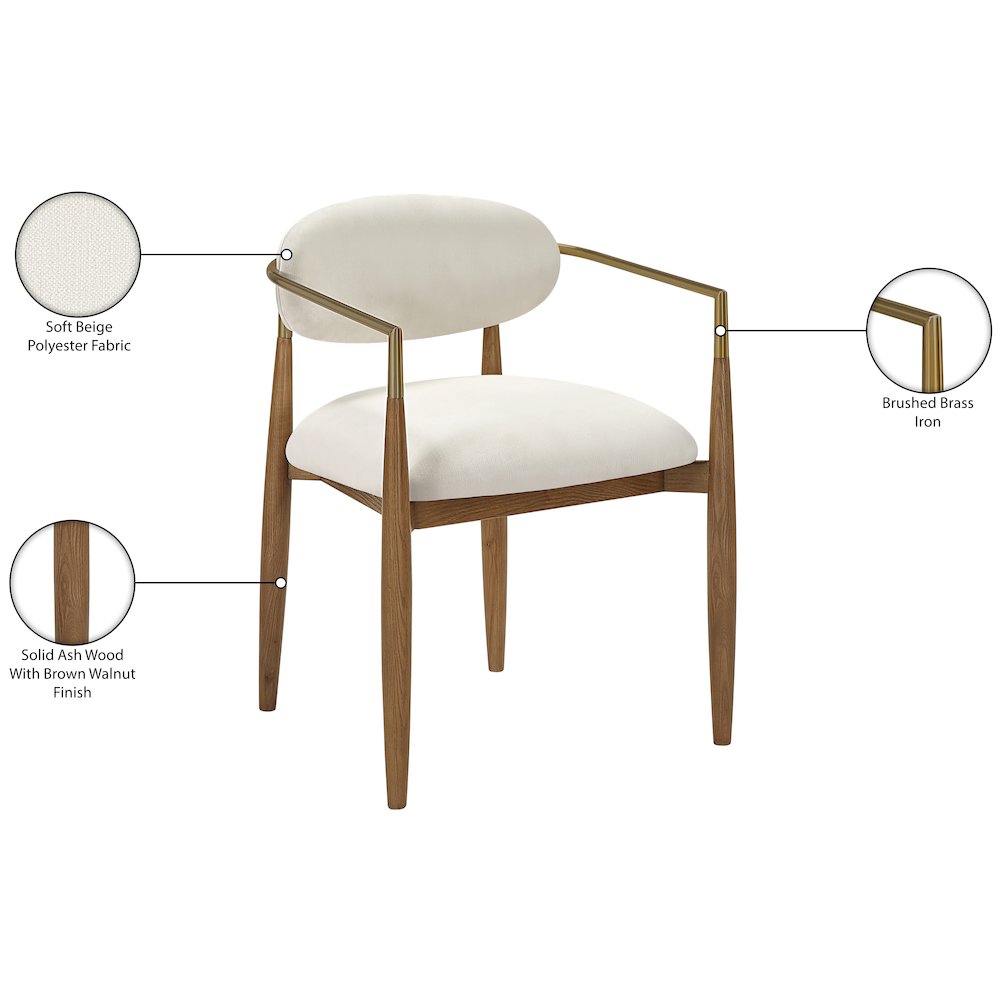 Riccio Beige Performance Fabric Upholstered Dining Arm Chair, Set of 2. Picture 11