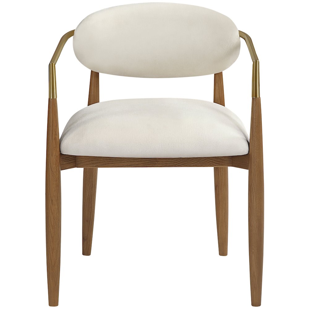 Riccio Beige Performance Fabric Upholstered Dining Arm Chair, Set of 2. Picture 8