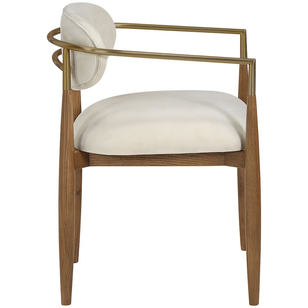 Riccio Beige Performance Fabric Upholstered Dining Arm Chair, Set of 2. Picture 3