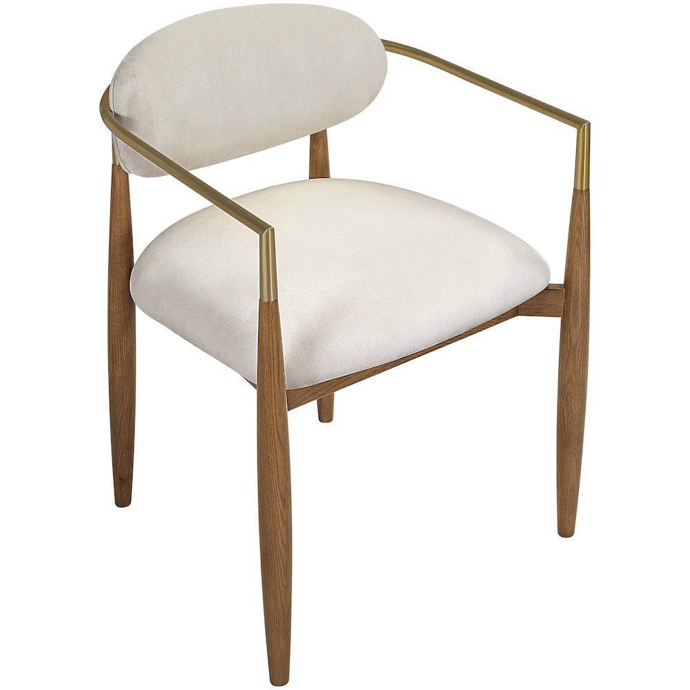 Riccio Beige Performance Fabric Upholstered Dining Arm Chair, Set of 2. Picture 5