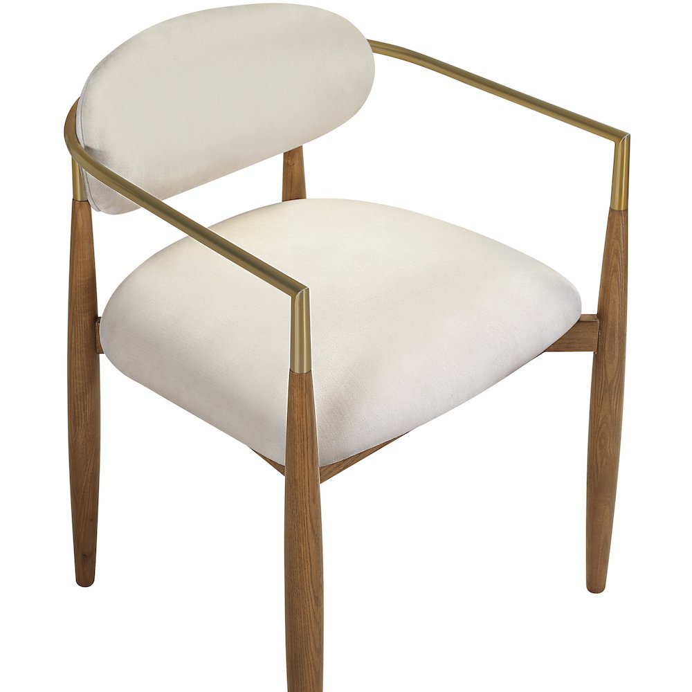 Riccio Beige Performance Fabric Upholstered Dining Arm Chair, Set of 2. Picture 6