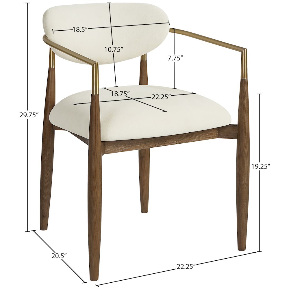 Riccio Cream Performance Fabric Upholstered Dining Arm Chair, Set of 2. Picture 10