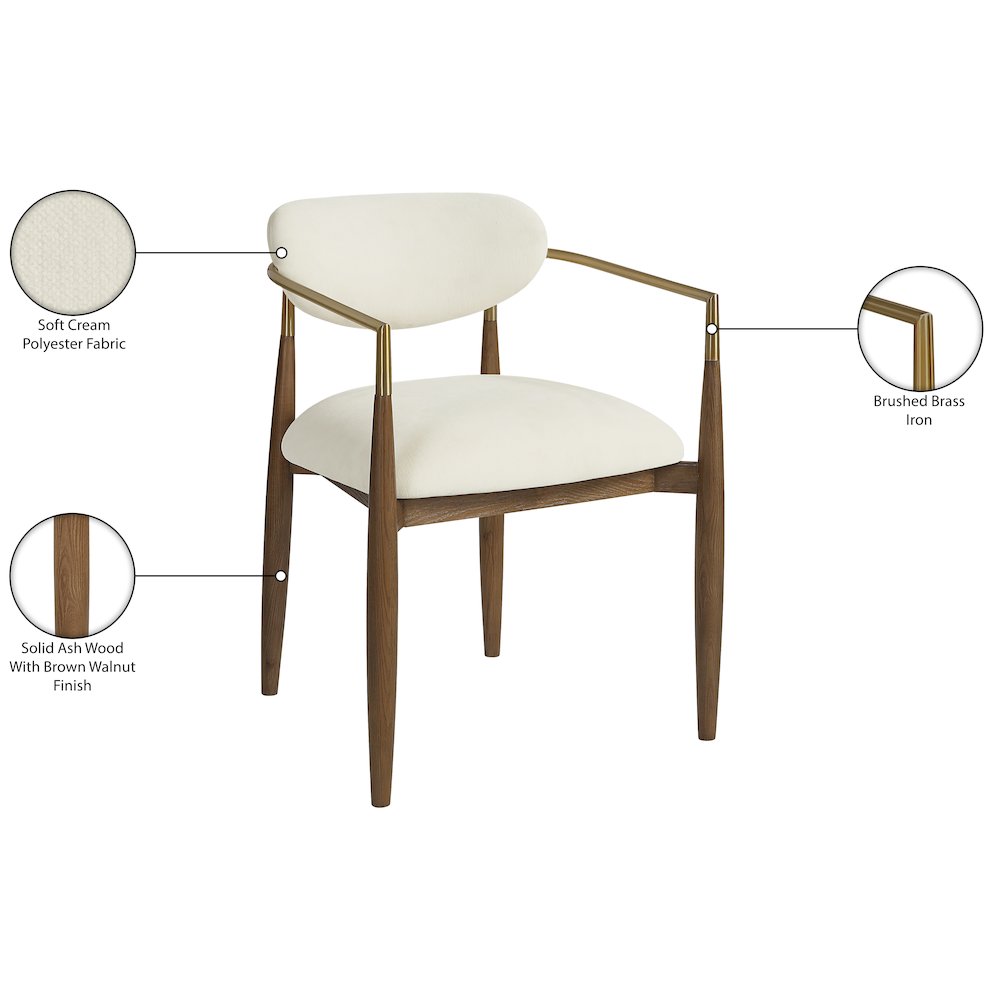 Riccio Cream Performance Fabric Upholstered Dining Arm Chair, Set of 2. Picture 11