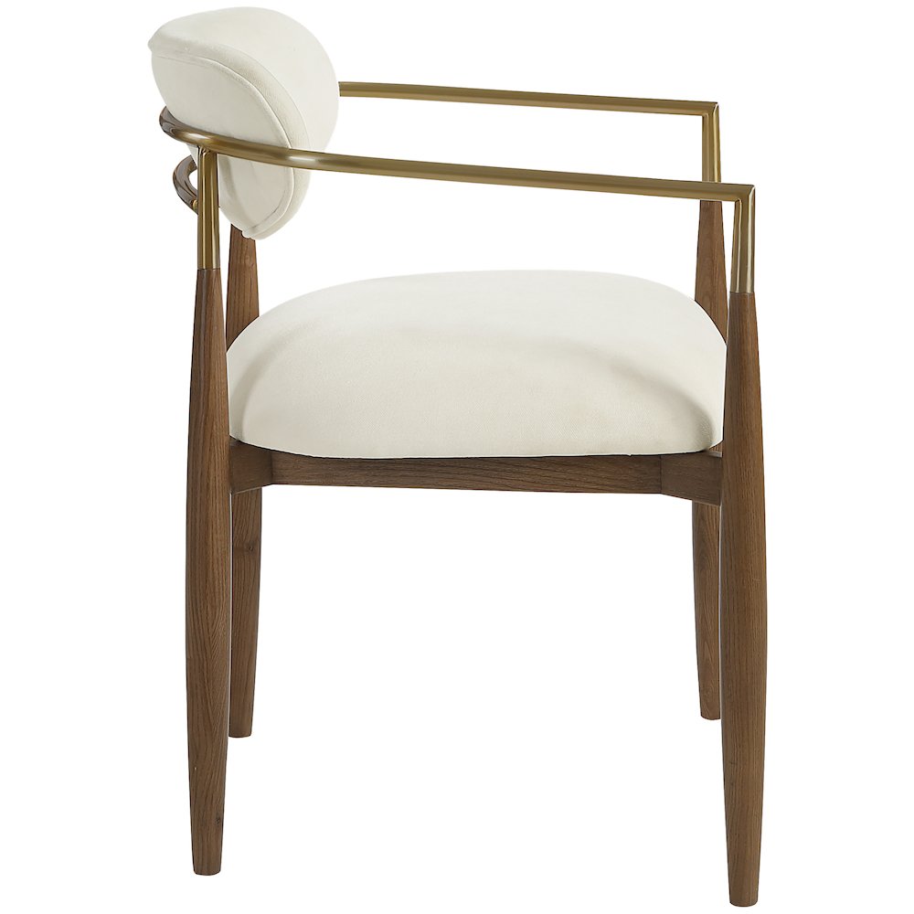 Riccio Cream Performance Fabric Upholstered Dining Arm Chair, Set of 2. Picture 3
