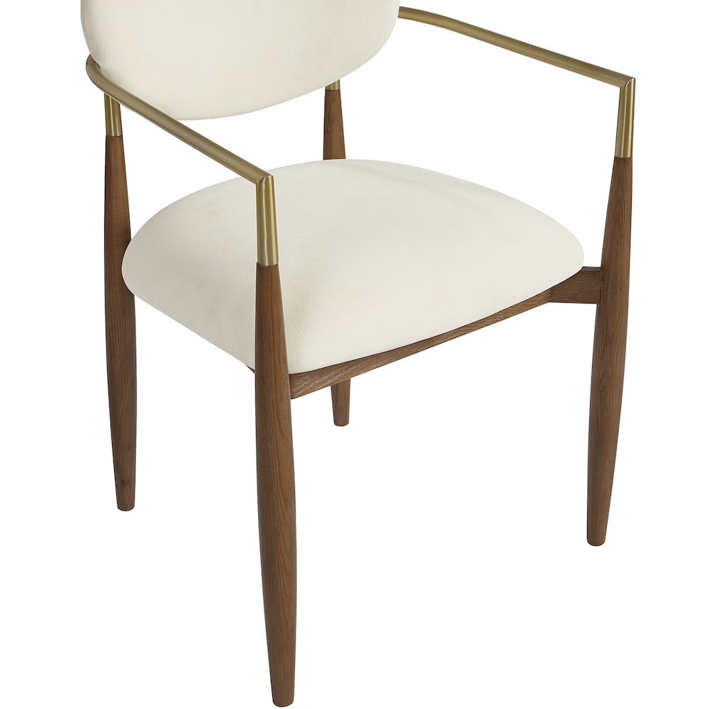 Riccio Cream Performance Fabric Upholstered Dining Arm Chair, Set of 2. Picture 5