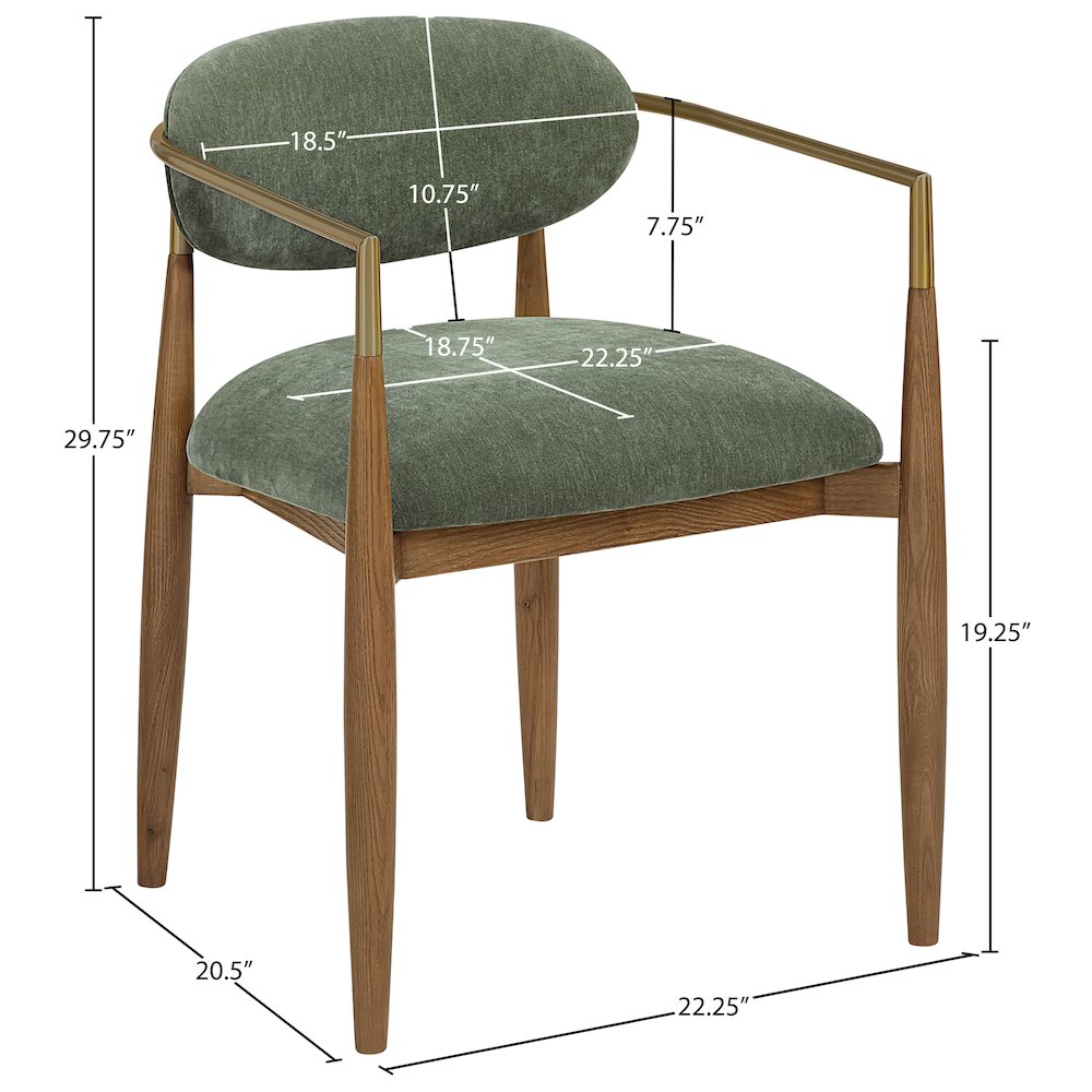 Riccio Olive Performance Fabric Upholstered Dining Arm Chair, Set of 2. Picture 10