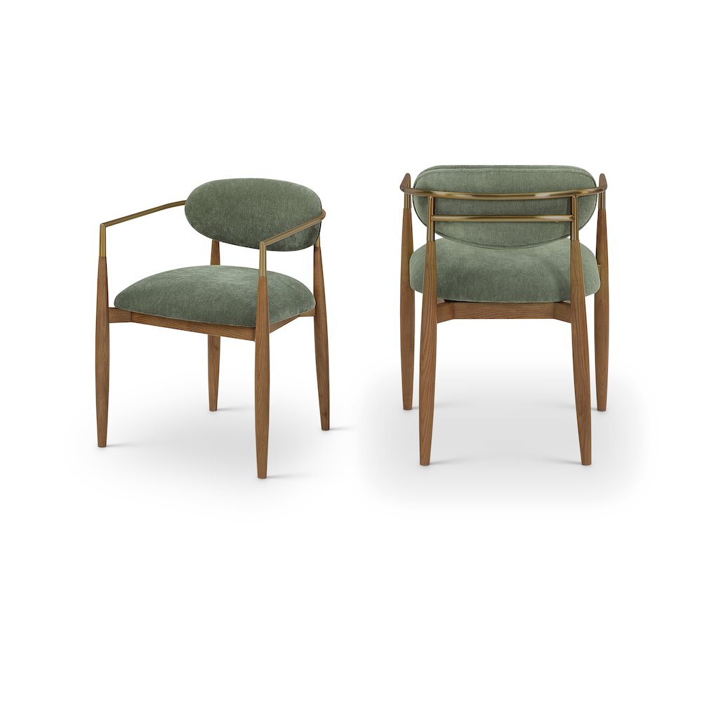 Riccio Olive Performance Fabric Upholstered Dining Arm Chair, Set of 2. Picture 1