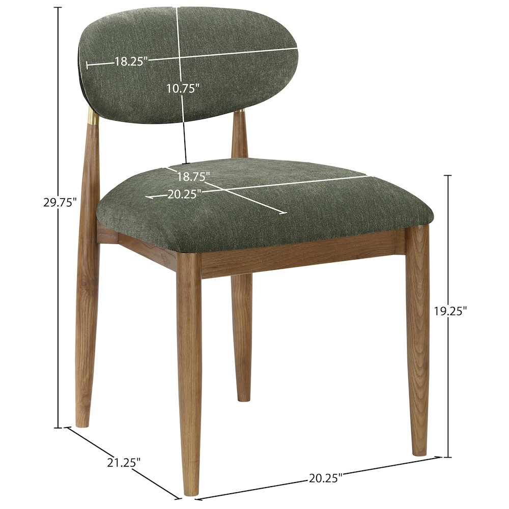 Riccio Olive Performance Fabric Upholstered Dining Side Chair, Set of 2. Picture 9