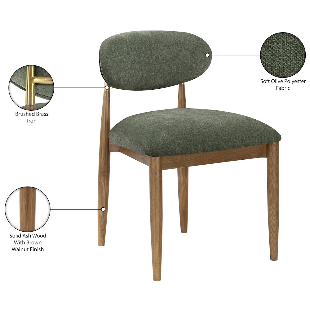 Riccio Olive Performance Fabric Upholstered Dining Side Chair, Set of 2. Picture 10