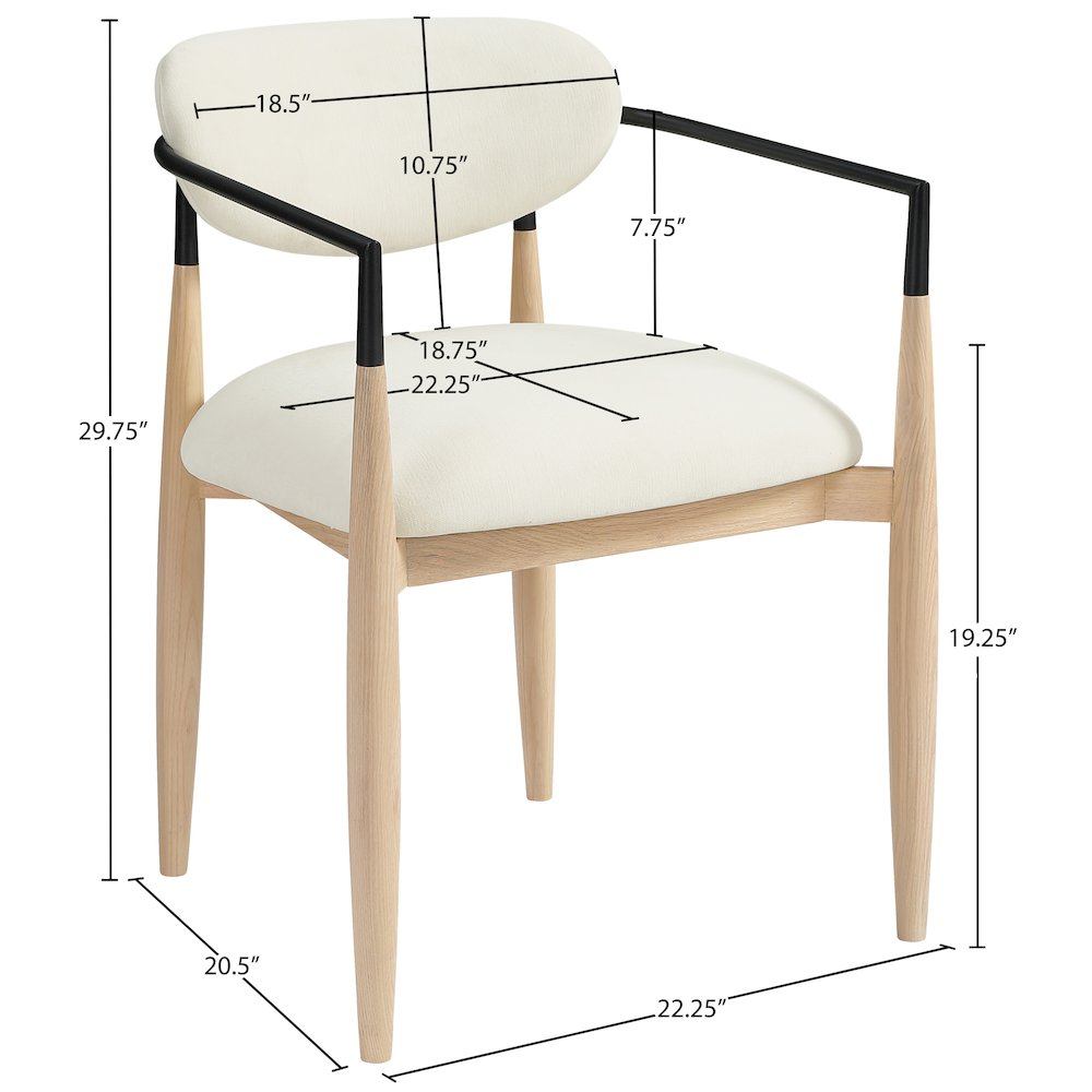 Riccio Cream Performance Fabric Upholstered Dining Arm Chair, Set of 2. Picture 11
