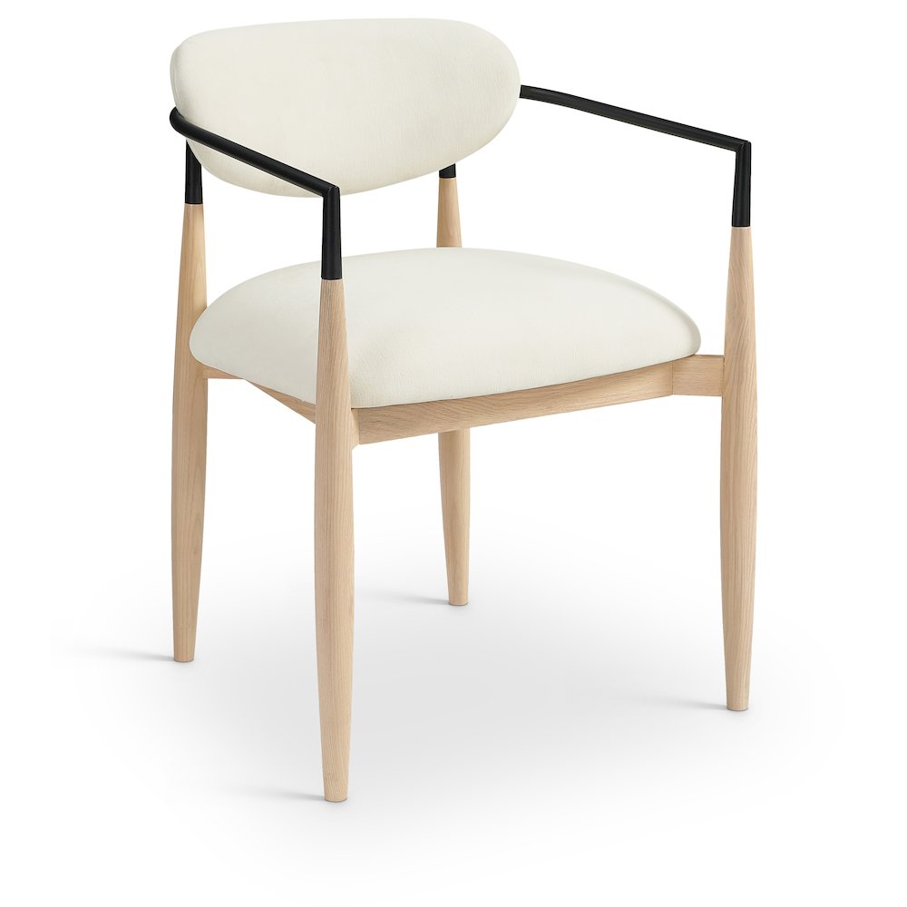 Riccio Cream Performance Fabric Upholstered Dining Arm Chair, Set of 2. Picture 2
