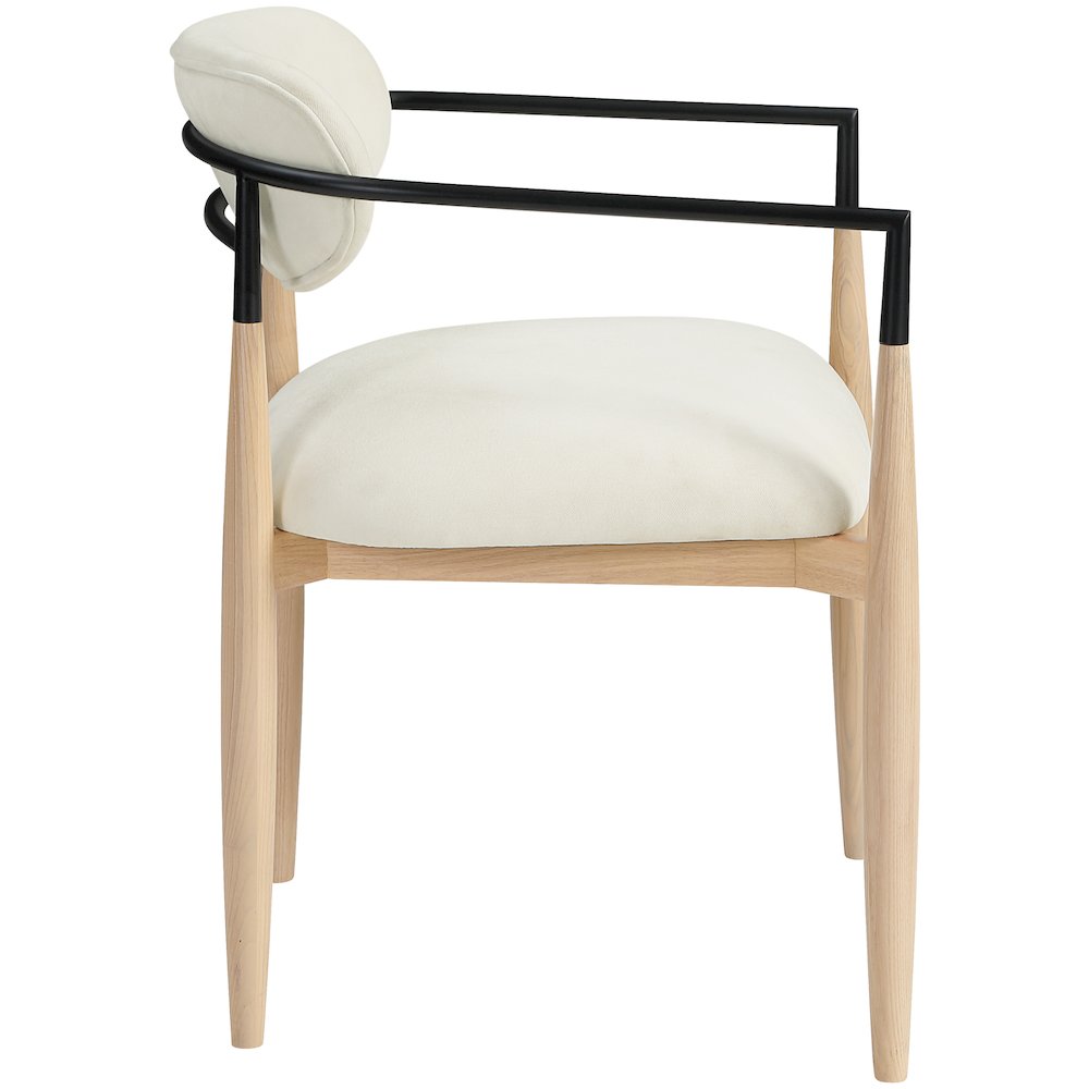 Riccio Cream Performance Fabric Upholstered Dining Arm Chair, Set of 2. Picture 4