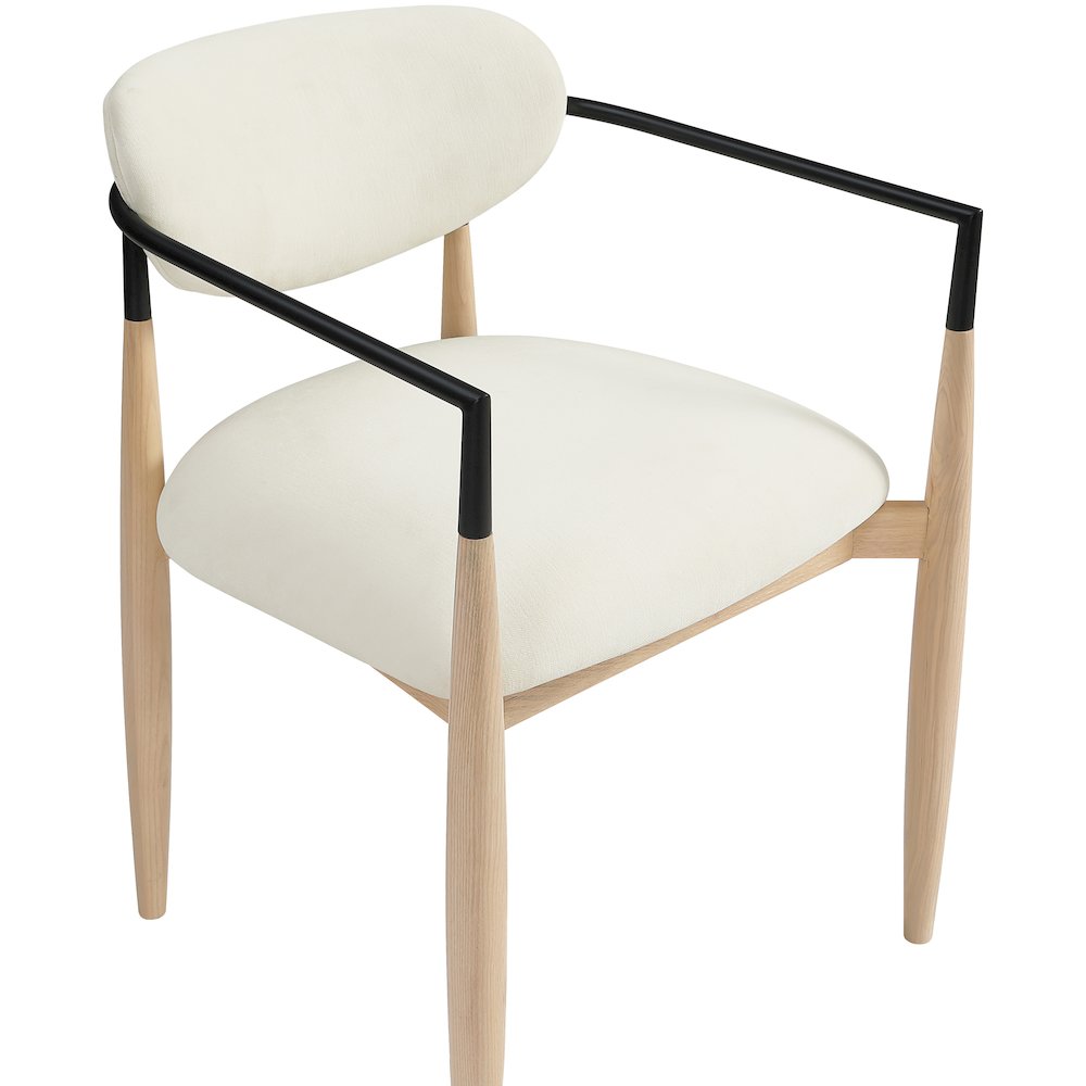 Riccio Cream Performance Fabric Upholstered Dining Arm Chair, Set of 2. Picture 6