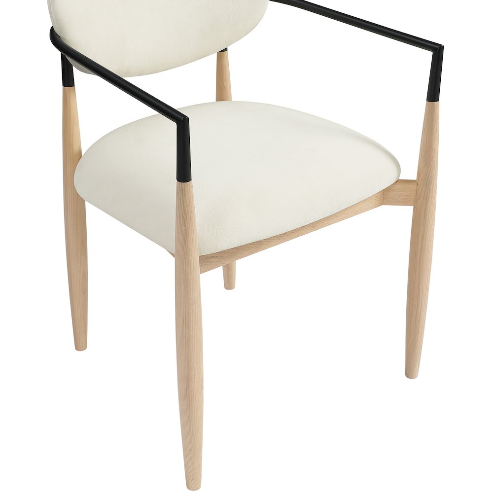 Riccio Cream Performance Fabric Upholstered Dining Arm Chair, Set of 2. Picture 9