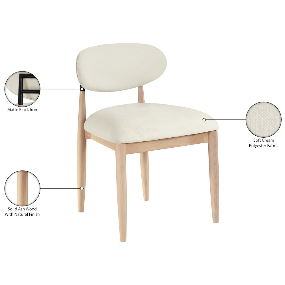 Riccio Cream Performance Fabric Upholstered Dining Side Chair, Set of 2. Picture 11