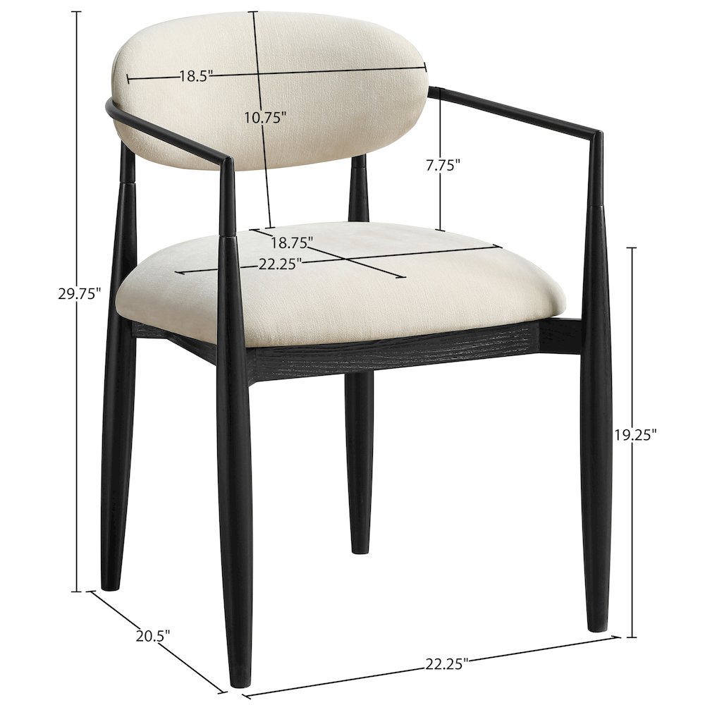 Riccio Beige Performance Fabric Upholstered Dining Arm Chair, Set of 2. Picture 11