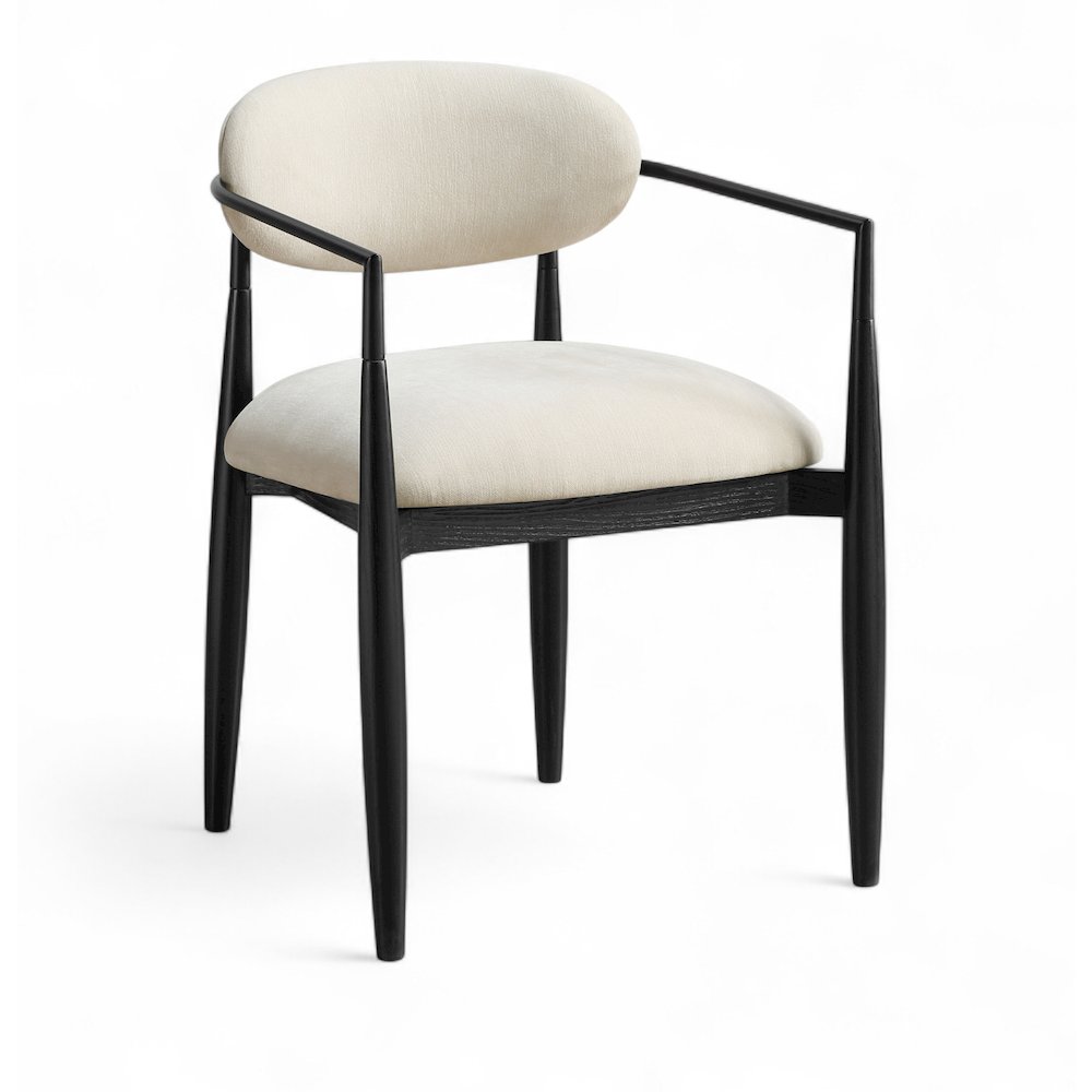 Riccio Beige Performance Fabric Upholstered Dining Arm Chair, Set of 2. Picture 2