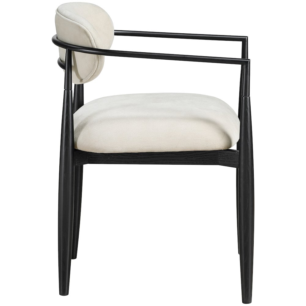 Riccio Beige Performance Fabric Upholstered Dining Arm Chair, Set of 2. Picture 4