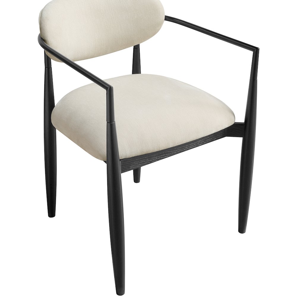 Riccio Beige Performance Fabric Upholstered Dining Arm Chair, Set of 2. Picture 6