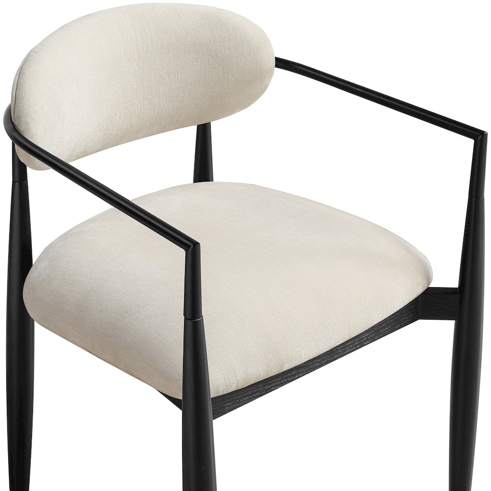 Riccio Beige Performance Fabric Upholstered Dining Arm Chair, Set of 2. Picture 9