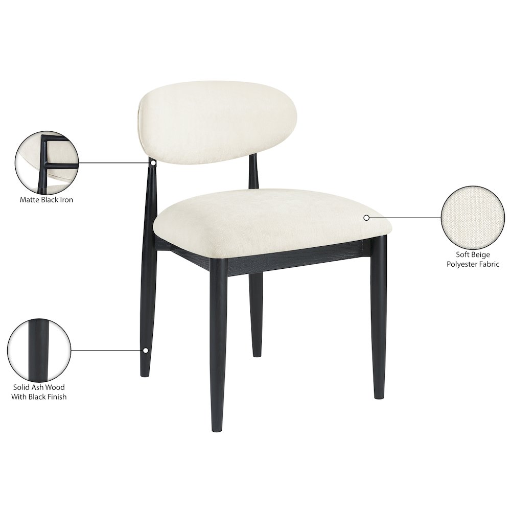 Riccio Beige Performance Fabric Upholstered Dining Side Chair, Set of 2. Picture 11