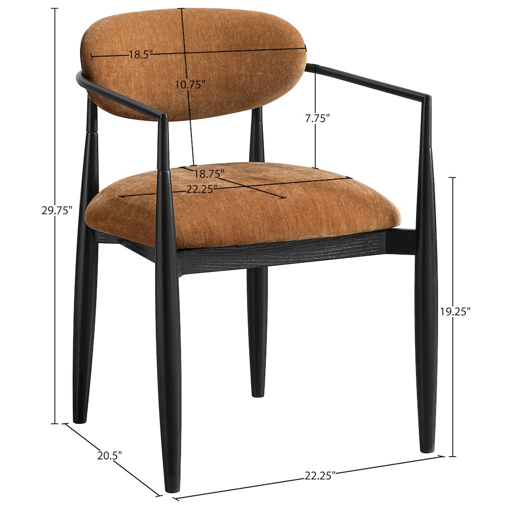 Riccio Cognac Performance Fabric Upholstered Dining Arm Chair, Set of 2. Picture 11