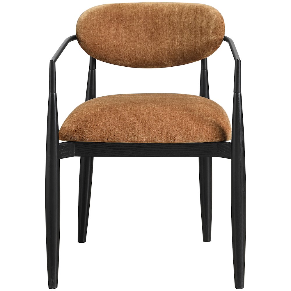 Riccio Cognac Performance Fabric Upholstered Dining Arm Chair, Set of 2. Picture 3