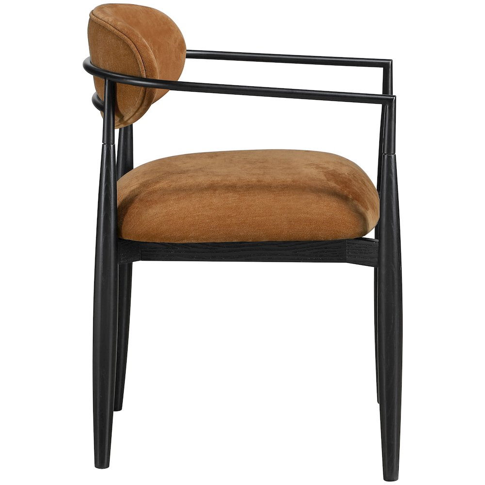 Riccio Cognac Performance Fabric Upholstered Dining Arm Chair, Set of 2. Picture 4