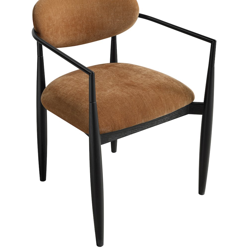 Riccio Cognac Performance Fabric Upholstered Dining Arm Chair, Set of 2. Picture 6