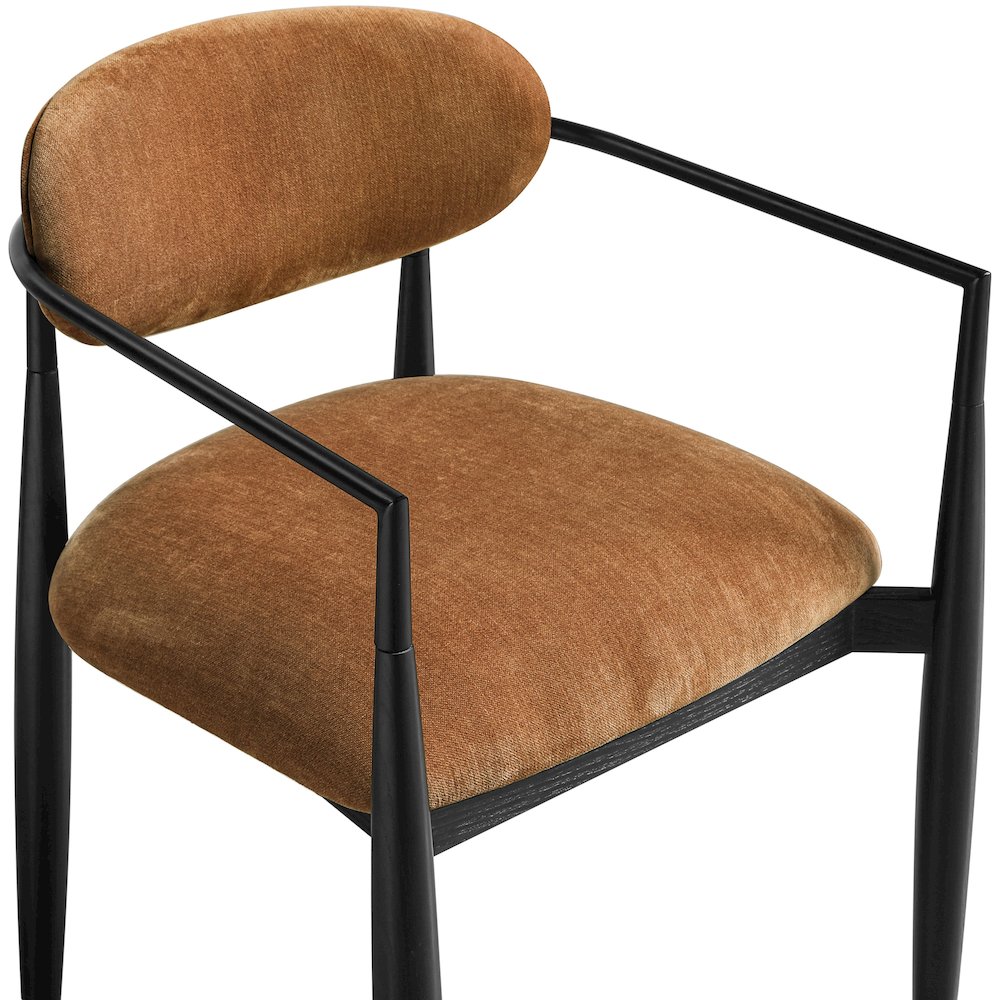 Riccio Cognac Performance Fabric Upholstered Dining Arm Chair, Set of 2. Picture 9