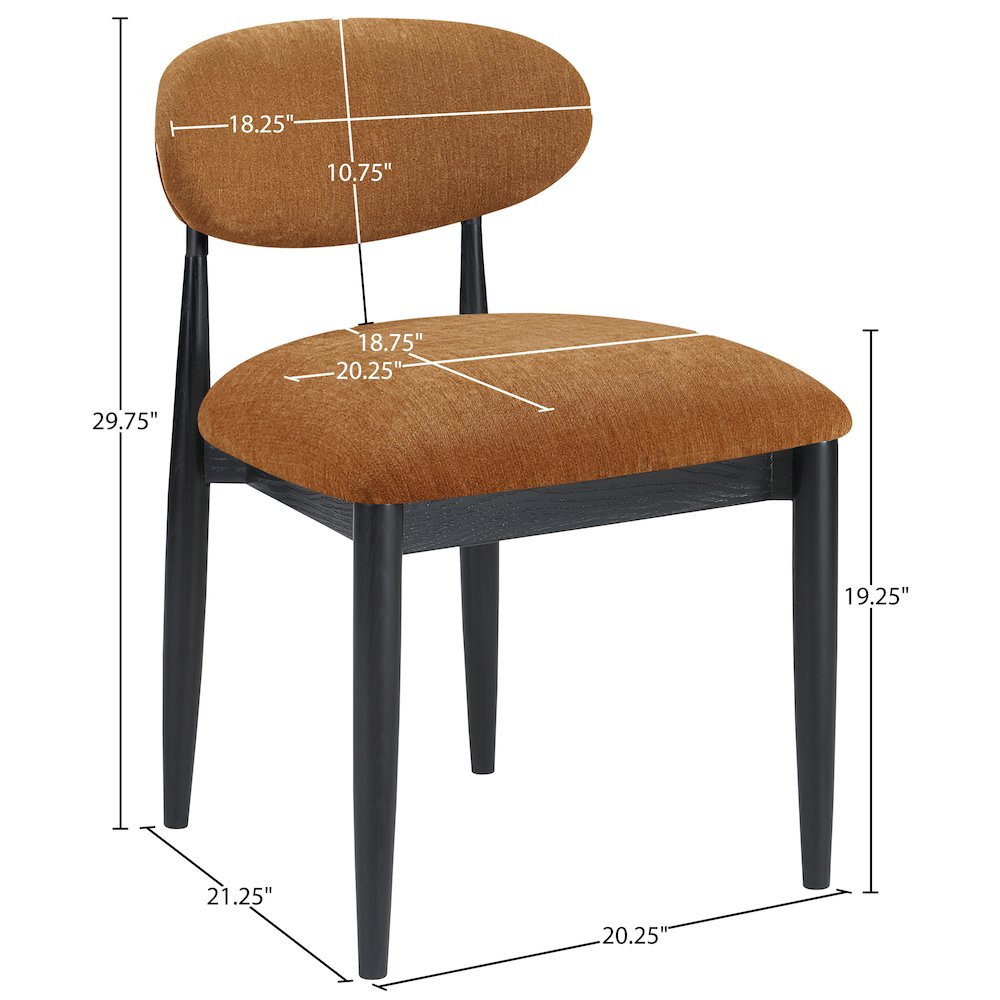 Riccio Cognac Performance Fabric Upholstered Dining Side Chair, Set of 2. Picture 10