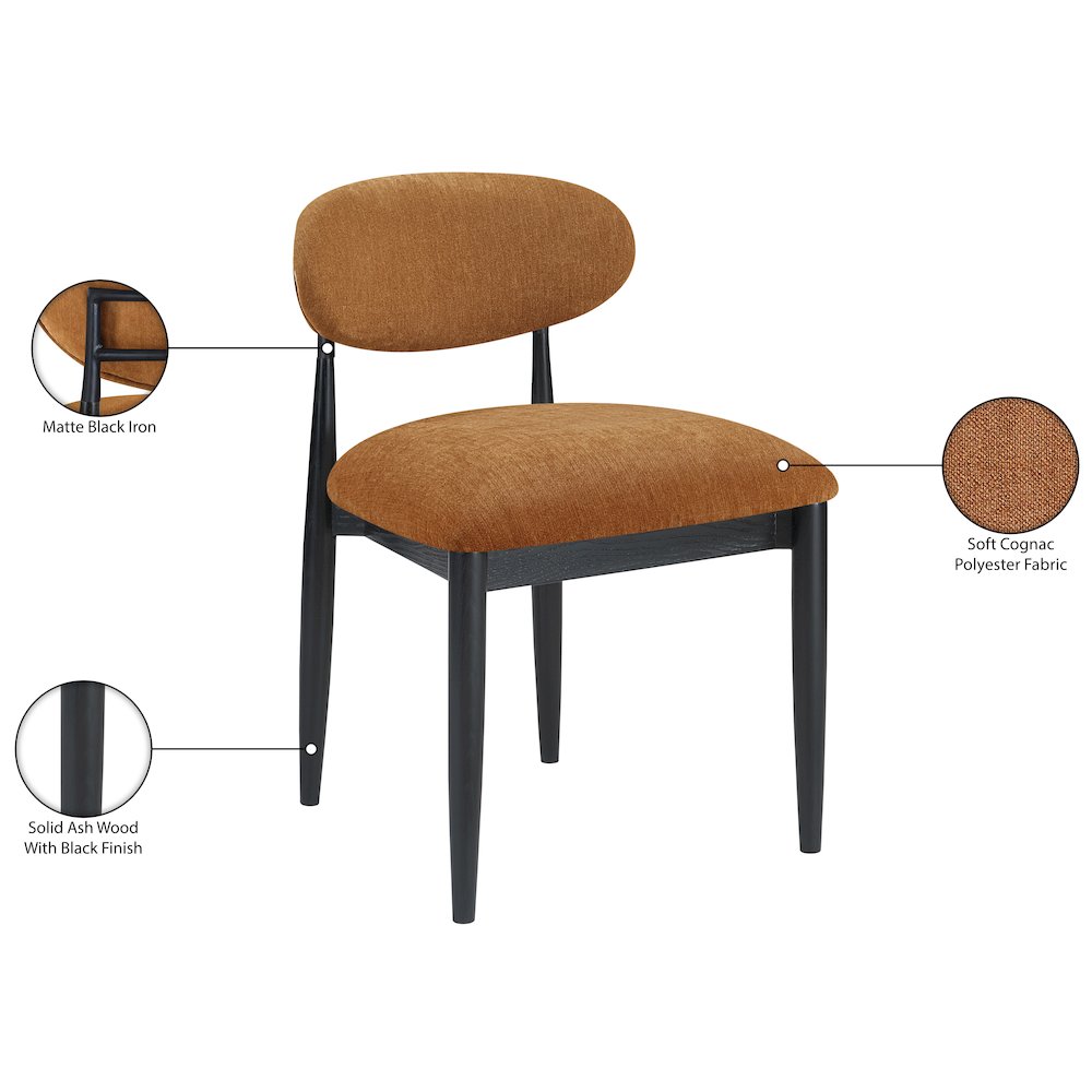 Riccio Cognac Performance Fabric Upholstered Dining Side Chair, Set of 2. Picture 11