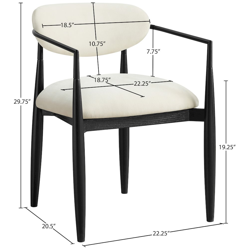 Riccio Cream Performance Fabric Upholstered Dining Arm Chair, Set of 2. Picture 11