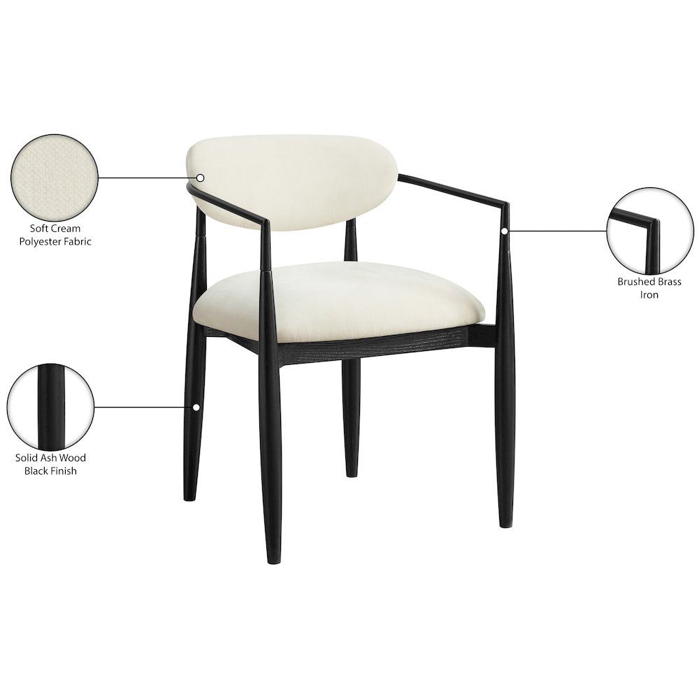 Riccio Cream Performance Fabric Upholstered Dining Arm Chair, Set of 2. Picture 12
