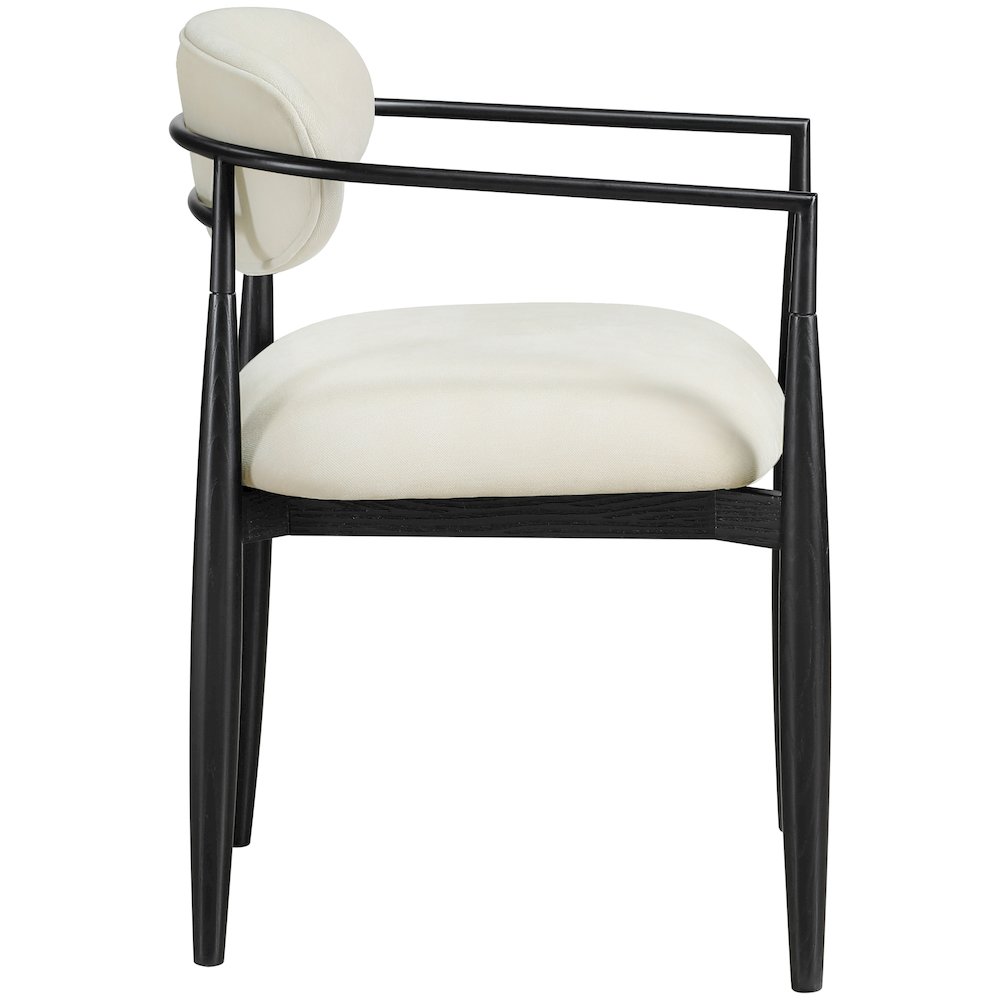 Riccio Cream Performance Fabric Upholstered Dining Arm Chair, Set of 2. Picture 4
