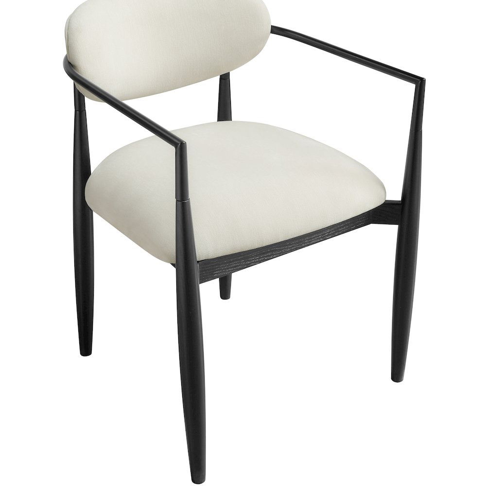 Riccio Cream Performance Fabric Upholstered Dining Arm Chair, Set of 2. Picture 6